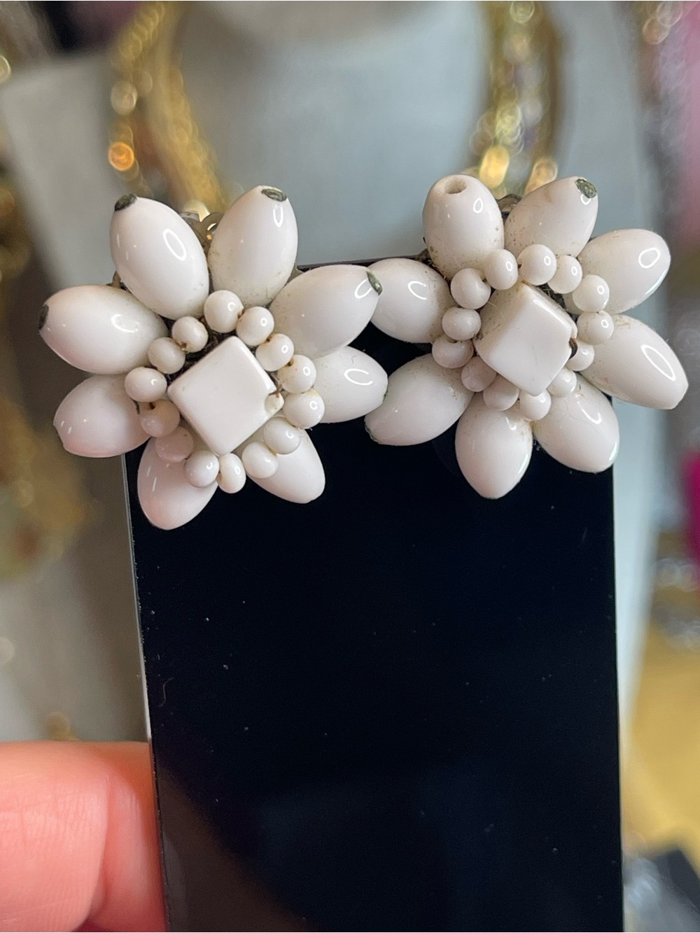 Vintage Japan glass beaded earrings